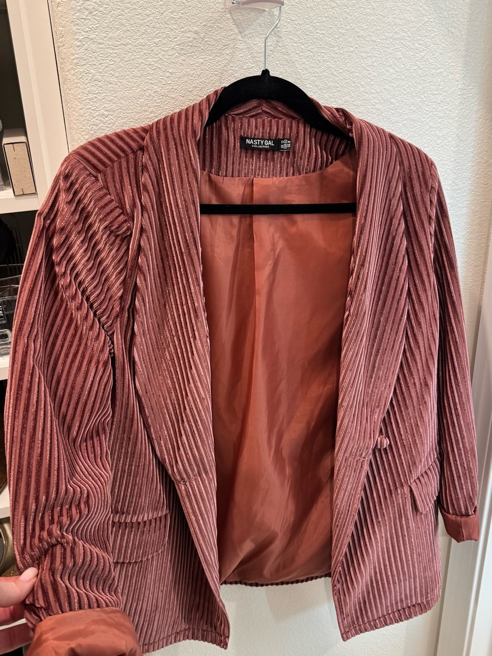 Nasty Gal Dusty Rose Corded Blazer Jacket